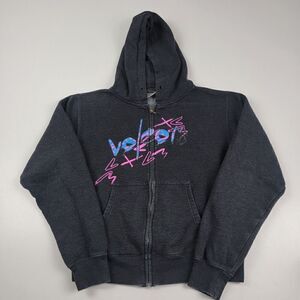 Vtg Y2K Volcom Skate Full-Zip Distressed Hoodie Gray Women’s Medium 90s Grunge